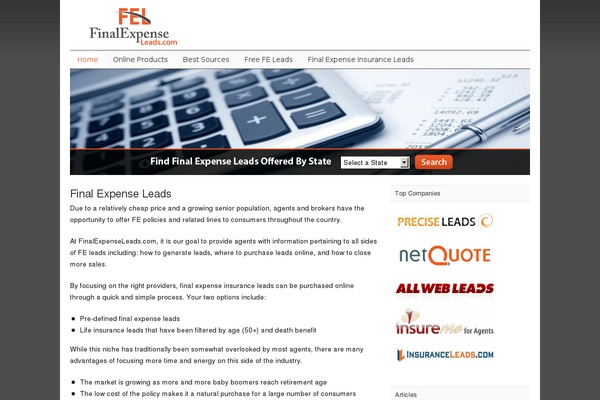finalexpenseleads.com site used Catalyst
