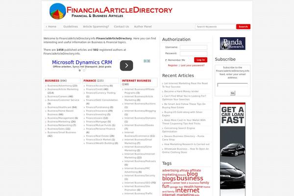 Article Directory theme site design template sample