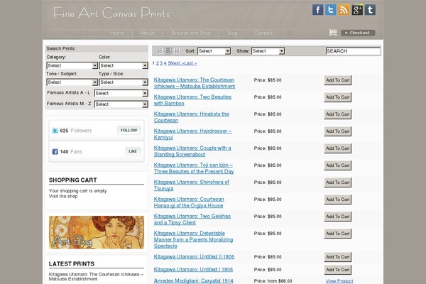 fineartcanvasprints.com site used Typeface