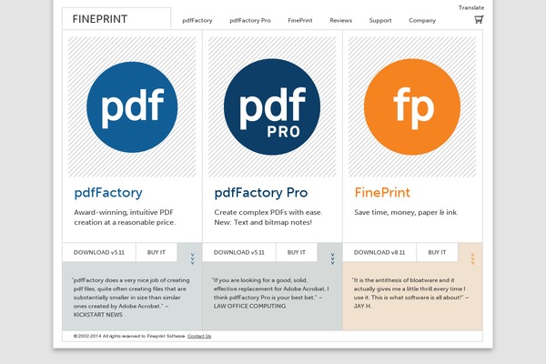 fineprint.com site used Fineprint