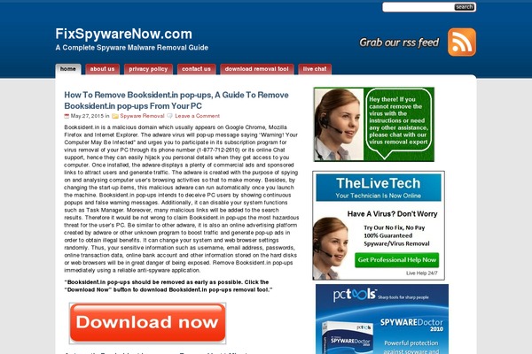 fixspywarenow.com site used Studiopress_red