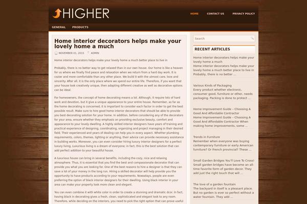 Higher theme site design template sample