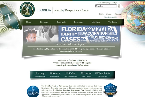 floridasrespiratorycare.gov site used Dohboards