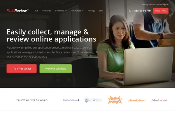fluidreview.com site used Surveymonkey-apply