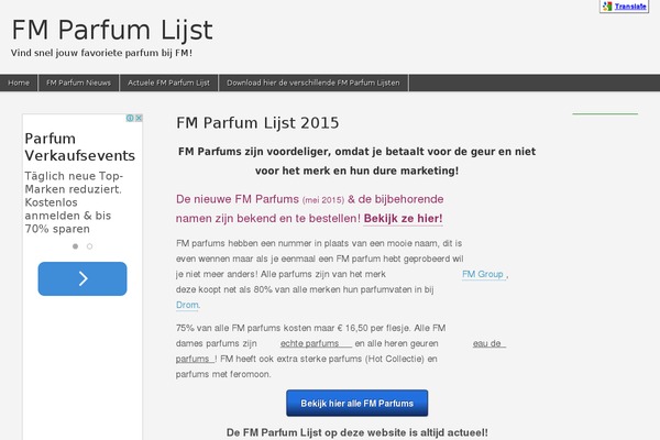 fmparfumlijst.nl site used Wp-one-pager