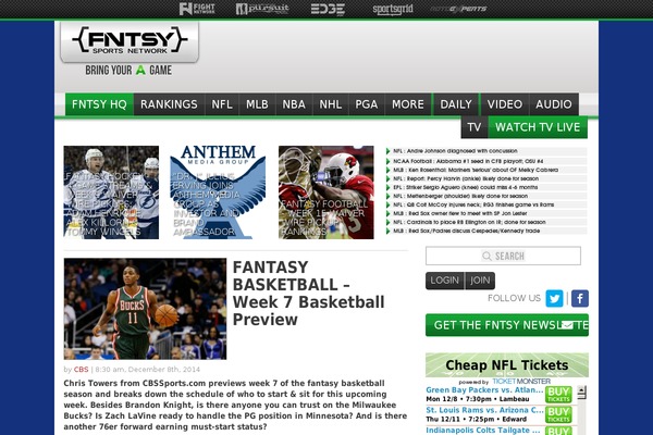fntsy.com site used Sportsgrid
