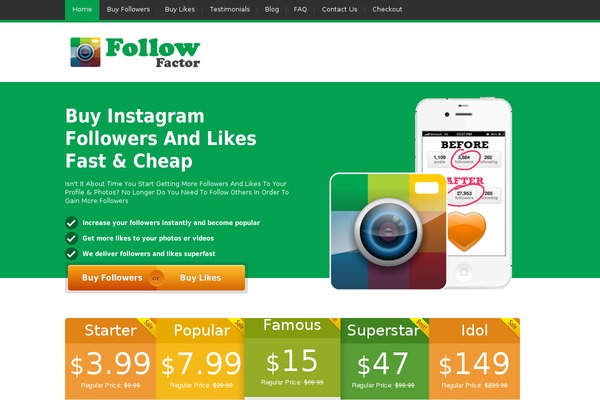 followfactor.com site used JustLanded