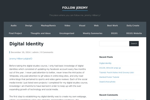followjeremy.com site used Finch