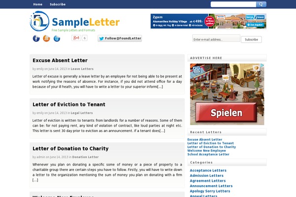 foundletters.com site used Thesis-theme