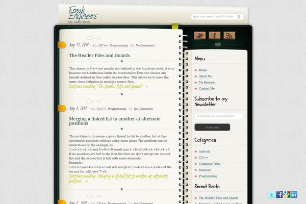Diary theme site design template sample