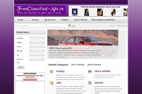 freeclassified-ads.in site used Classifiedstheme