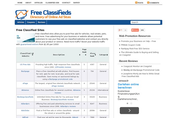 freeclassifiedsites.net site used Regal