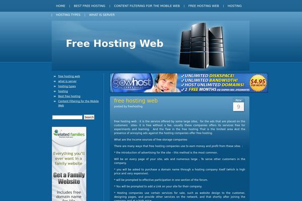 Blue Server theme site design template sample