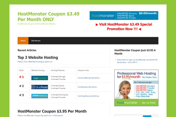 freehostmonstercoupon.com site used Wp Radiance 1.0.3