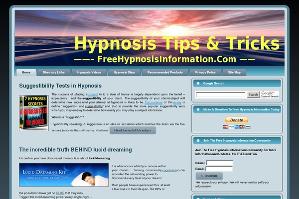 freehypnosisinformation.com site used Hypnosis