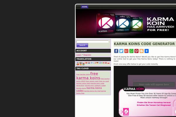 freekarmakoins.com site used Freekarmakoinstheme