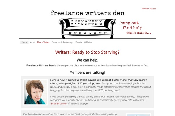 freelancewritersden.com site used Echo-den-theme