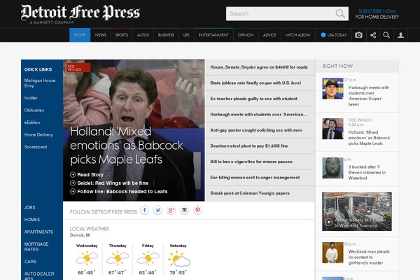 News website example screenshot