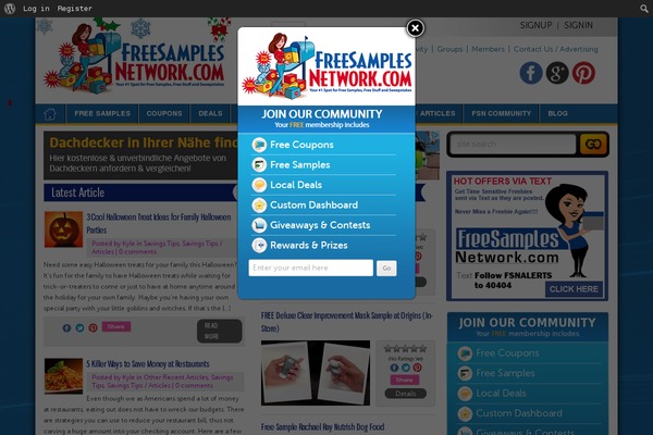 freesamplesnetwork.com site used Freesample-theme