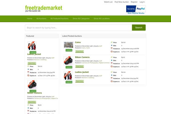 freetrademarket.com site used Auctiontheme