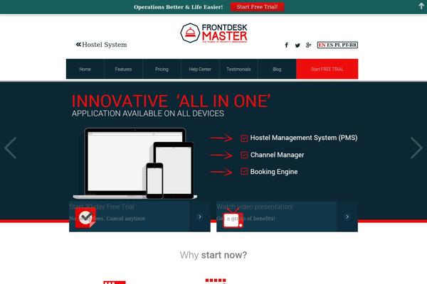 frontdeskmaster.com site used Hostelsystem