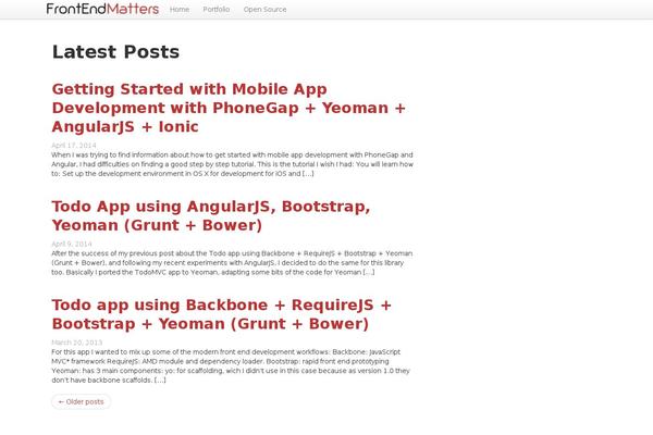frontendmatters.com site used Frontbase