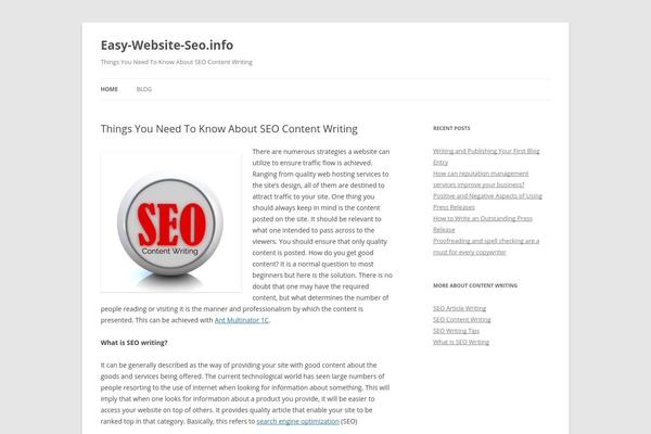 Twenty Twelve theme site design template sample