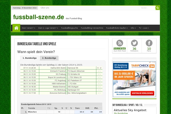 fussball-szene.de site used Timeblog