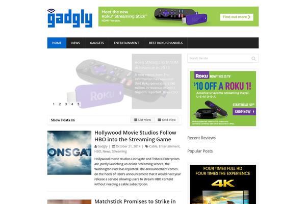 gadgly.com site used Splash