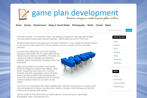 gameplandevelopment.com site used WP-Ellie