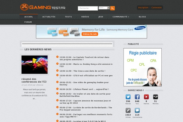 gamingtest.fr site used Crucio