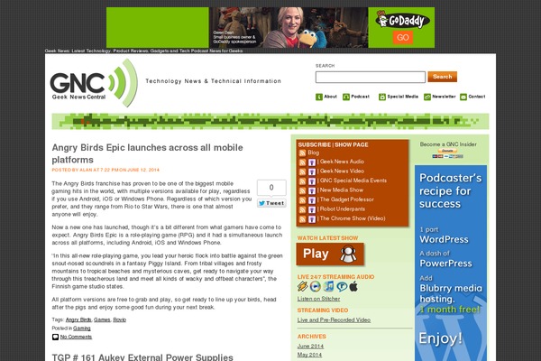 geeknewscentral.com site used Powerpress-theme