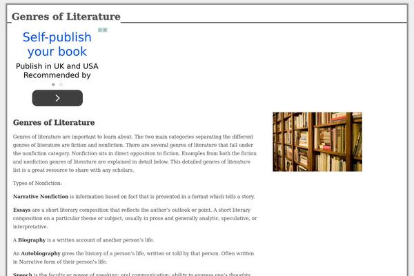 genresofliterature.com site used BubblePress