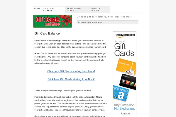 giftcardsandmore.com site used Thesis_182