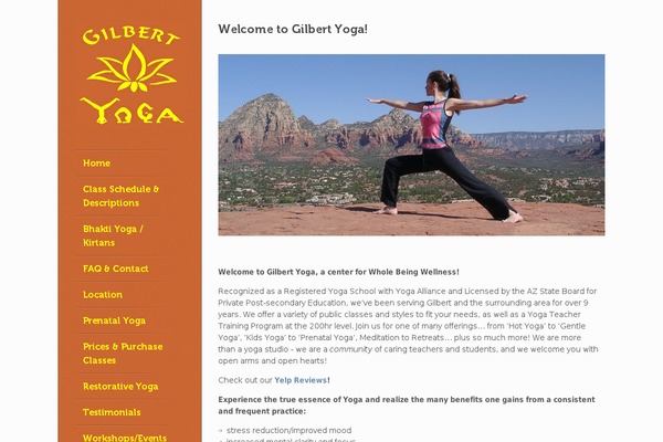 gilbertyoga.com site used Caprice-wp