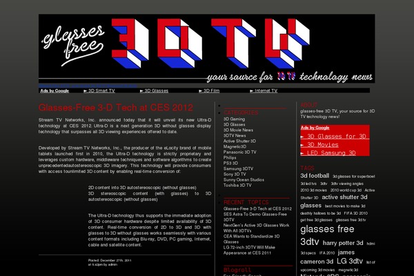 glassesfree3dtv.com site used Black-3column