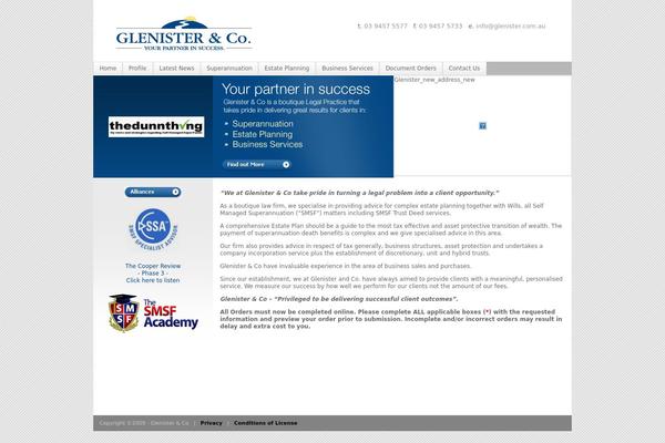 glenister.com.au site used Glenister