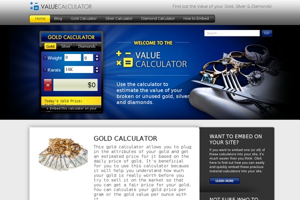 goldvaluecalculator.com site used Gold-value-calculator