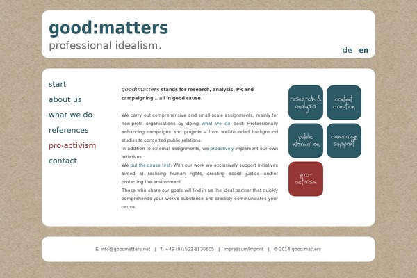 goodmatters.de site used Twenty Twelve