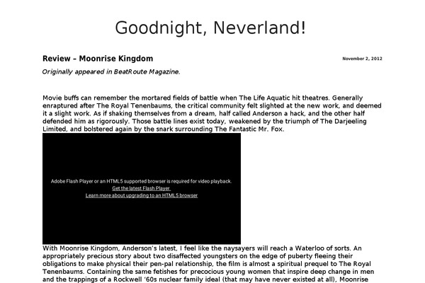 goodnightneverland.com site used White Paper