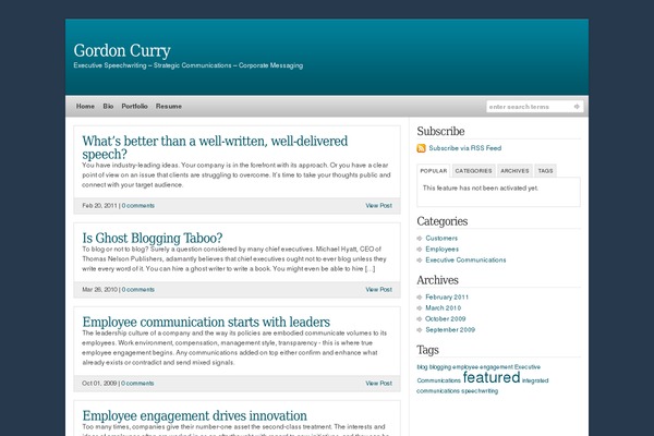 gordoncurry.com site used Wp-sublime-basic