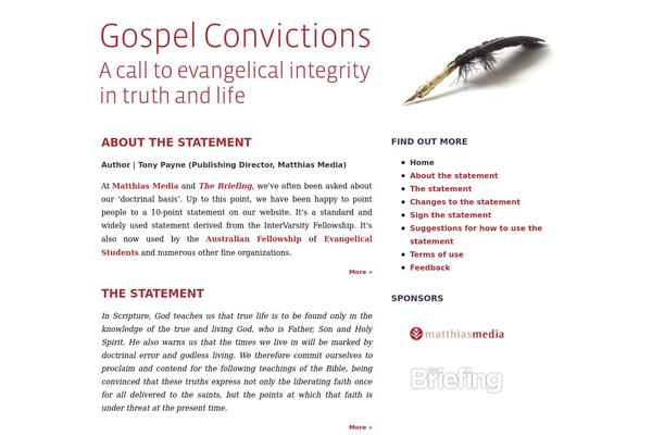 gospelconvictions.com site used Thebriefing