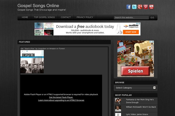 gospelsongsonline.com site used Tubular-86542