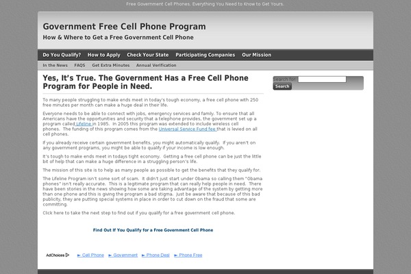 governmentfreecellphoneprogram.com site used HeatMap Theme Pro 5