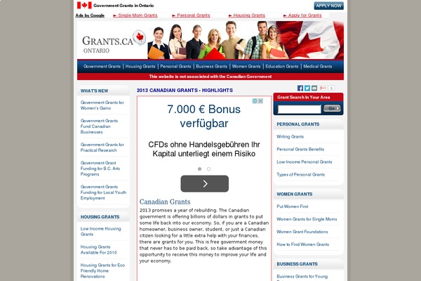 grants.ca site used Grants