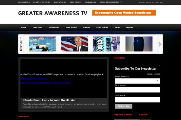greaterawareness.tv site used Broadcast
