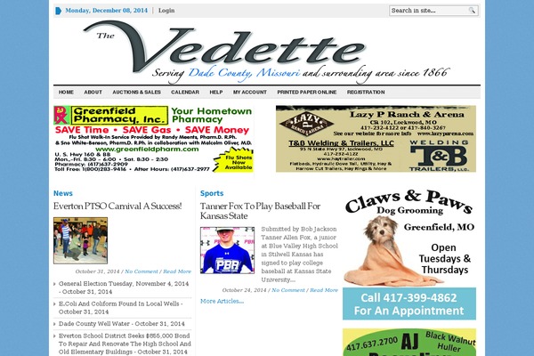 greenfieldvedette.com site used Wpnewspaper2
