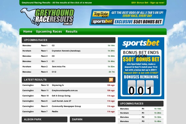 greyhoundraceresults.com.au site used Horseracingresults