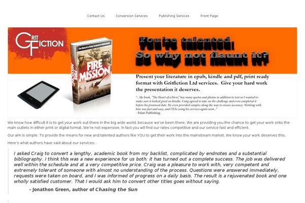 gritfiction.com site used Customizable