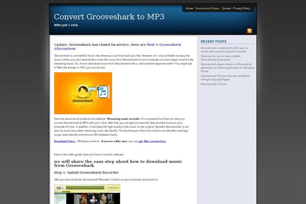 groovesharktomp3.com site used Sleek